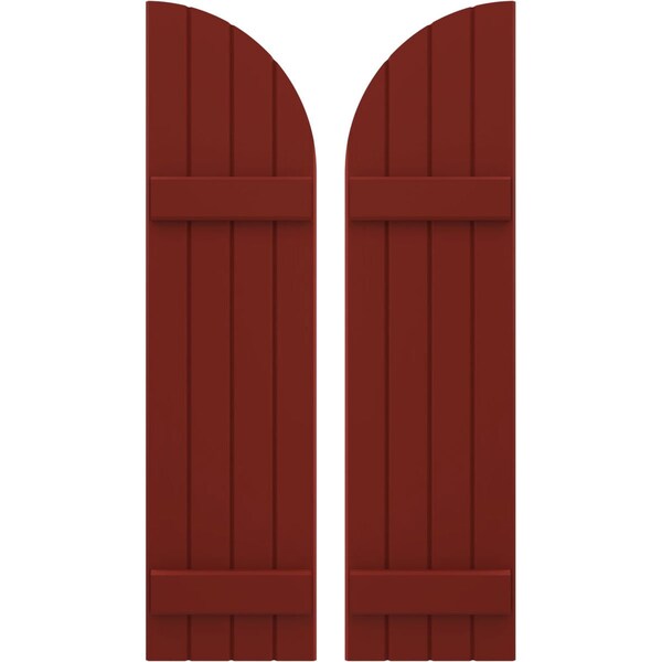 Ekena Millwork Americraft 4-Board (2 Batten) Wood Joined Board-n-Batten Shutters w/ Arch Top, ARW101BQ414X77MRH, PR ARW101BQ414X77MRH - main